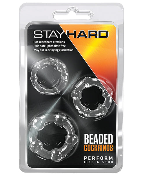 Blush Stay Hard Beaded Cock Rings - Pack of 3