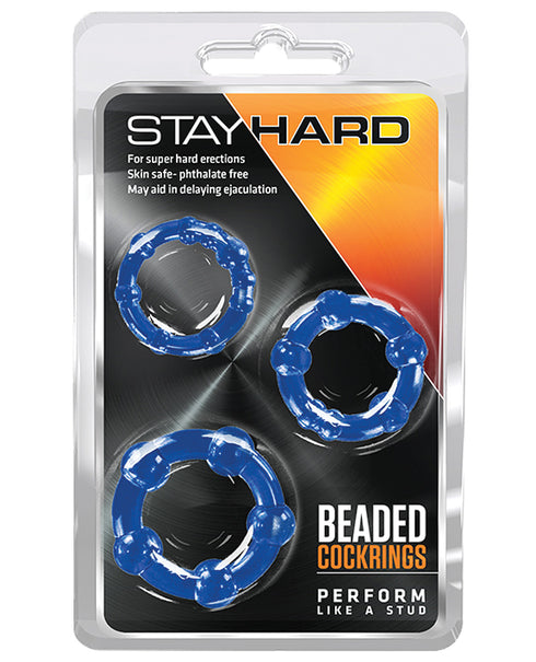 Blush Stay Hard Beaded Cock Rings - Pack of 3