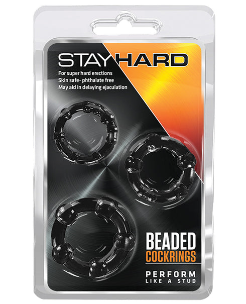 Blush Stay Hard Beaded Cock Rings - Pack of 3