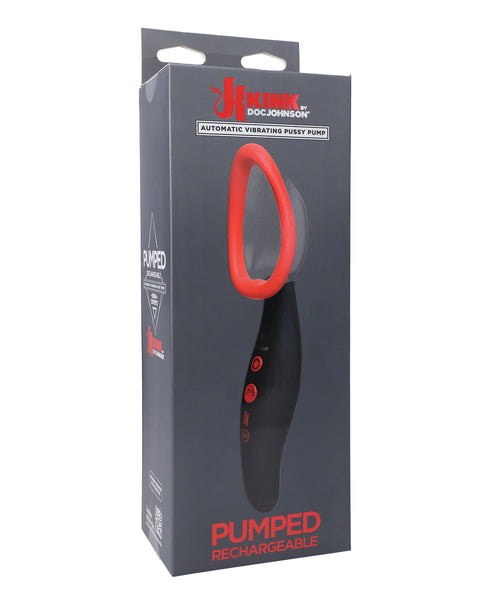 Kink Pumped Rechargeable Automatic Vibrating Pussy Pump - Black/Red