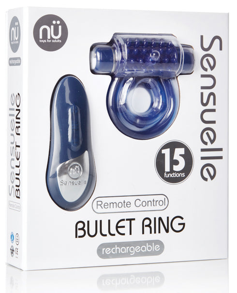 Nu Sensuelle Remote Control Rechargeable Bullet Ring - Blue