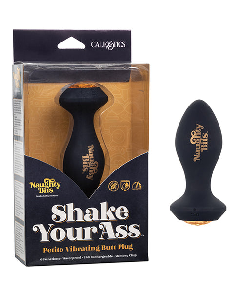 Naughty Bits Shake Your Ass Petite Vibrating Butt Plug - Black
