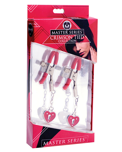 Master Series Charmed Heart Padlock Nipple Clamps